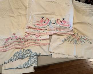 Antique + vintage embroidered linens