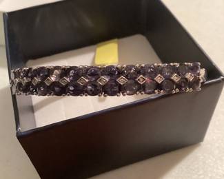 Purple and Clear Stone Sterling Silver Bracelet $45.00