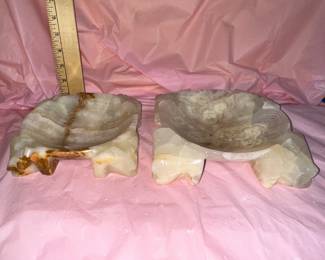 2 Stone Ashtrays (the smaller one has a repair $8.00