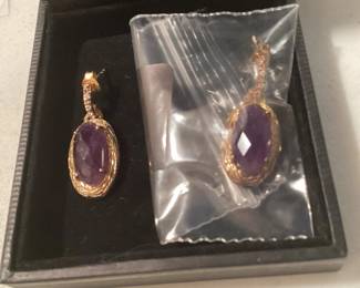 Sterling Silver Purple Stone Drop Earrings $18.00