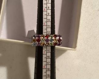 Size 6 Multi Color Stone Ring Sterling Silver $24.00