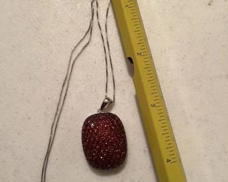 Pava Garnet Sterling Silver Pendant with Chain $35.00