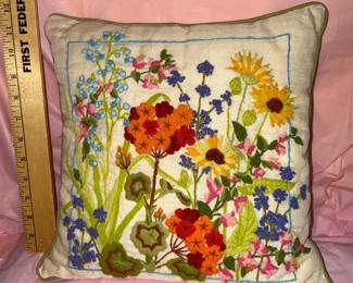 Floral Stitched Pillow $8.00