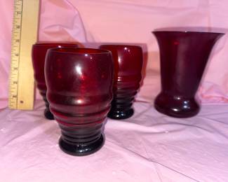 4 Pieces of Ruby Glass $15.00