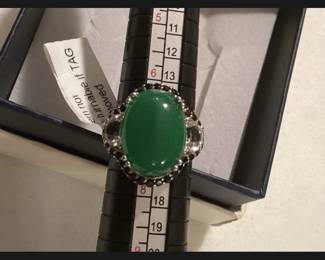 Sterling Silver Jadeite & Spinel Size 7 Ring $32.00