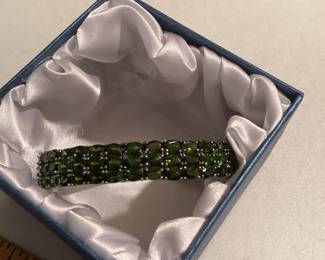 Green Stone Sterling Silver Bracelet $45.00