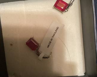 Sterling Silver Ruby Red Dangle Drop Earrings $15.00