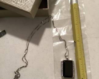 JTV Black Stone Sterling Silver Pendant and Chain $24.00