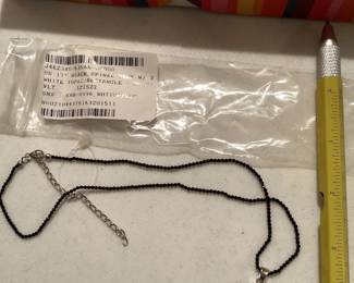 Sterling Silver 17" Black Spinel Necklace with White Topaz Pendant $22.00