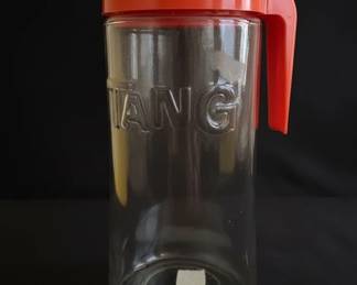 Vintage Anchor Hocking Tang Glass Pitcher with Orange Lid