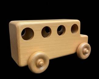 Handcrafted Wooden School Bus Toy