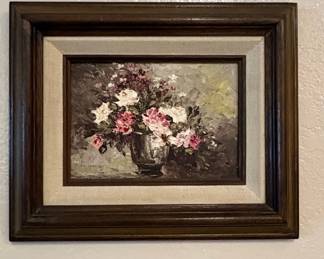 Vintage Floral Still Life Oil Painting