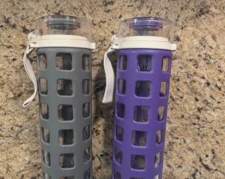 Set of Two Ello Syndicate Glass Water Bottles with Silicone Sleeves