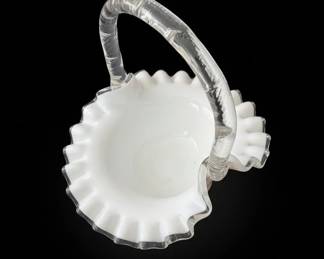Fenton Silver Crest Milk Glass Basket