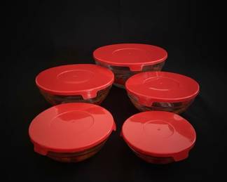 Vintage Apple Pattern Mixing Bowls with Lids second image