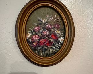Oval Framed Floral Still Life Painting