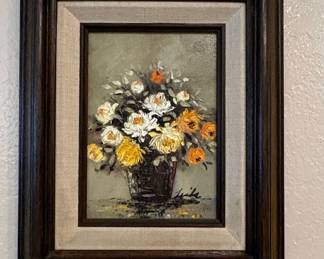 Framed Floral Still Life Painting