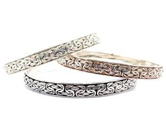 SET OF THREE! Estate Tri-Color Woven Bangle Bracelets