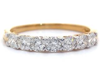 1 Carat Natural Diamond Semi-Eternity Ring in 18k Yellow Gold