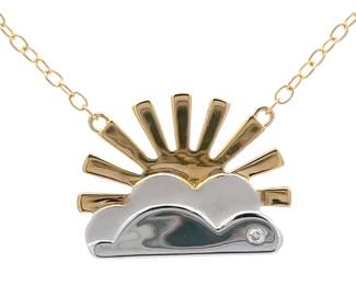 New Beginnings Sunrise, Clouds & Natural Diamond Layering Necklace