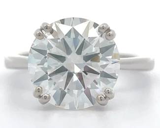 5 Carat Diamond Round Solitaire Cathedral Ring in 14k White Gold