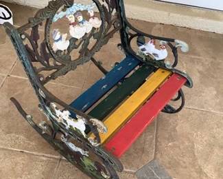 Victorian Child's Cast Iron Garden Rocking Chair
