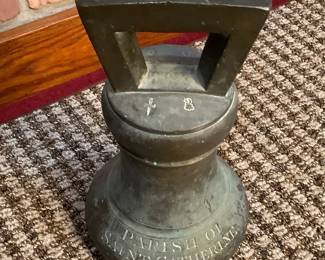 There are 8 of these Rare brass antique weight bells. This one is from 1805 and weighs 28 lbs