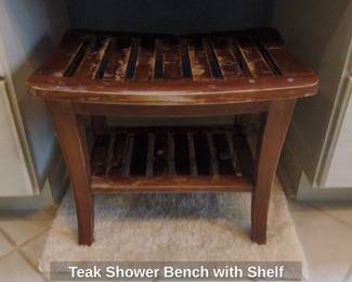 Teak Shower Bench with Shelf