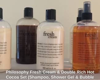 Philosophy Fresh Cream Double Rich Hot Cocoa Set Shampoo, Shower Gel  Bubble Bath, Body Spritz