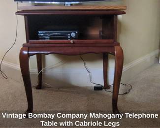 Vintage Bombay Company Mahogany Telephone Table with Cabriole Legs
