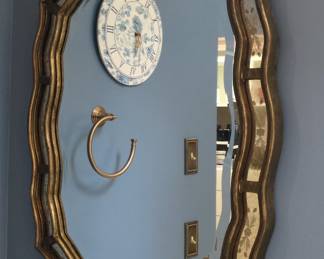 Blue Toile Floral Wall Clock second image