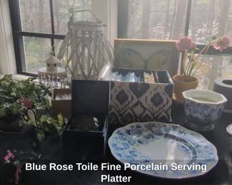 Blue Rose Toile Fine Porcelain Serving Platter