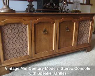 Vintage MidCentury Modern Stereo Console with Speaker Grilles