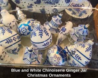 Blue and White Chinoiserie Ginger Jar Christmas Ornaments