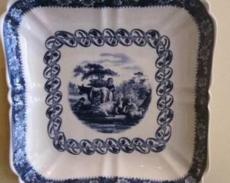 Blue and White Transferware Platters and Plates Grecian Blue Pattern second image