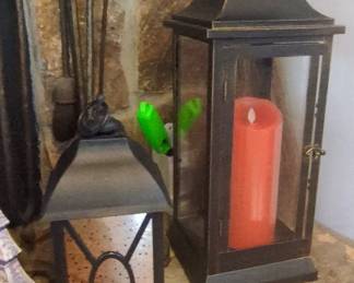 Set of LumaBase Metal Lanterns with LED Candles