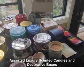 Assorted Luxury Scented Candles and Decorative Boxes