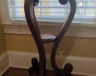 Victorian Mahogany Lyre Base Plant Stand