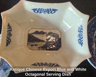 Antique Chinese Export Blue and White Octagonal Serving Dish second image