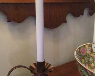 Antique Copper Pitcher and Brass Candlestick Holder third image