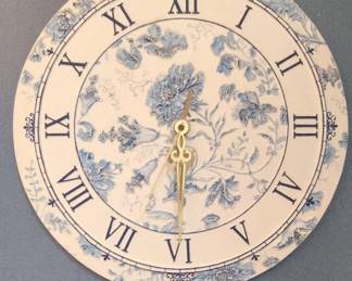 Blue Toile Floral Wall Clock