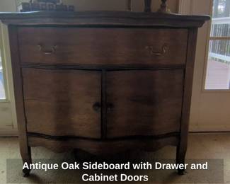 Antique Oak Sideboard with Drawer and Cabinet Doors