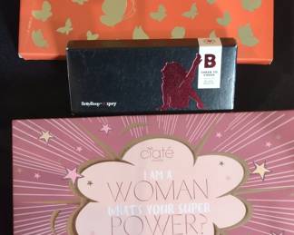 Anastasia Beverly Hills Norvina Collection Eyeshadow Palette, Ciat London I Am A Woman Whats Your Super Power Eyeshadow Palette, and Betty Boop x Ipsy Cheek to Cheek Blush Palette