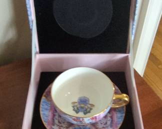 Decorative Porcelain Teacup and Saucer Set in Presentation Box