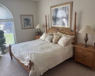 Pine Wood KING suite set includes dresser/mirror/bed/two night stands $950