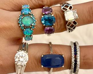 Opal, Gems, CZ, Sapphire Sterling Rings