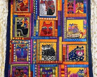 204 Laurel Burch Fanciful Felines Fabric Wall Hanging