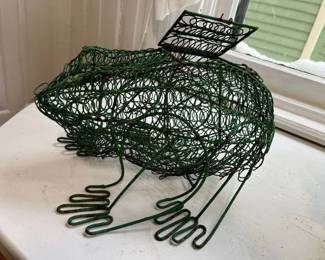 204 Vintage Wire Frog Cage Sculpture