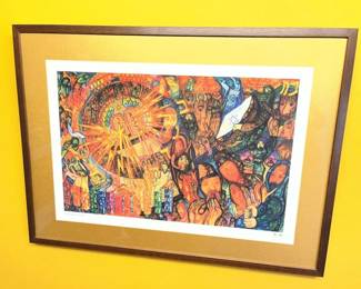 204 On Eagles Wings Signed Bruce David Litho