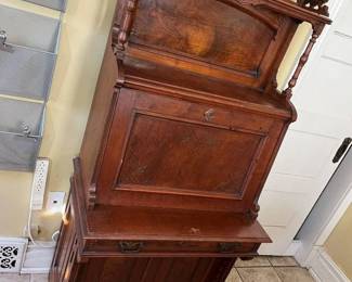 204 Vintage Eastlake Victorian Walnut Secretary